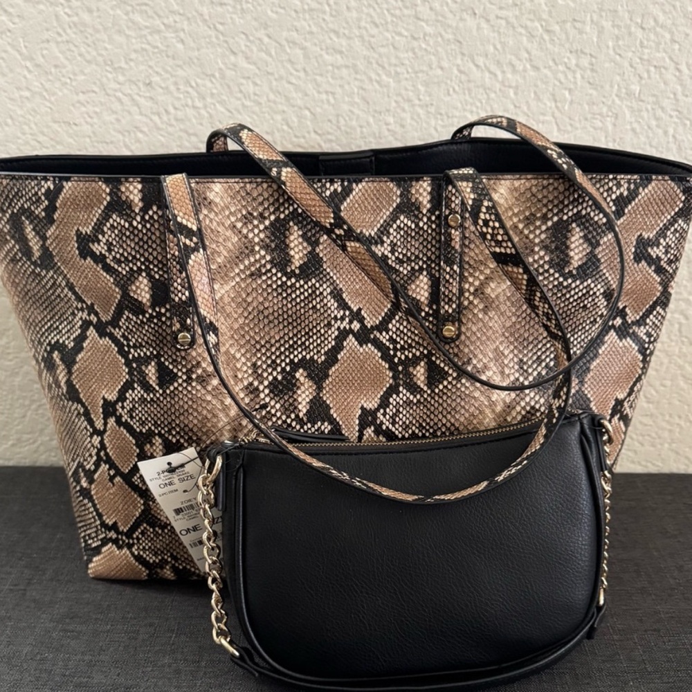 NWT - INC International Concepts Brown and Black Totes with Snake Print